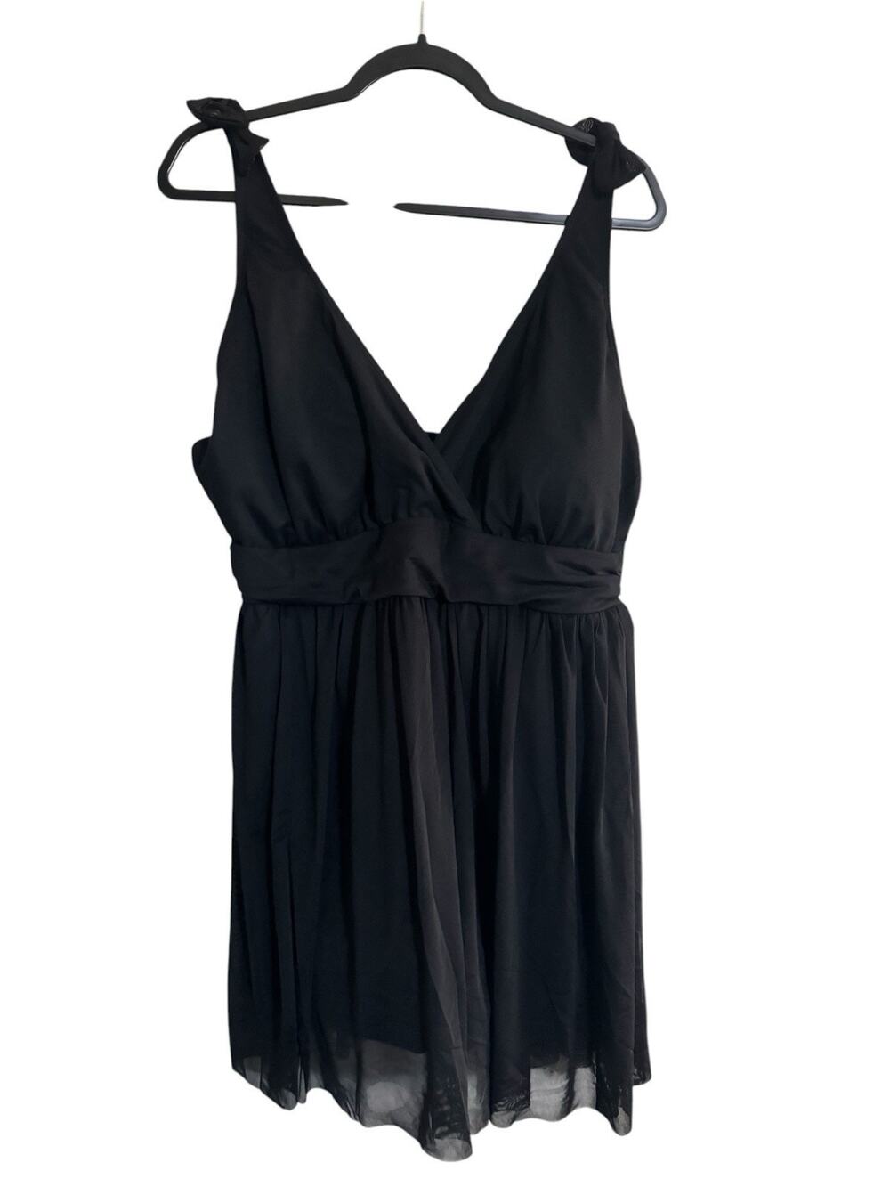 NWT Bloomchic 18-20 Black Swim Dress Sheer Mesh Overlay Swimsuit #7496